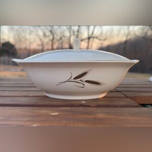 Vintage Royal Joci Wheat Pattern Covered Vegetable Bowl 23k trim ovenproof